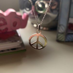 Silver peace sign Necklace.